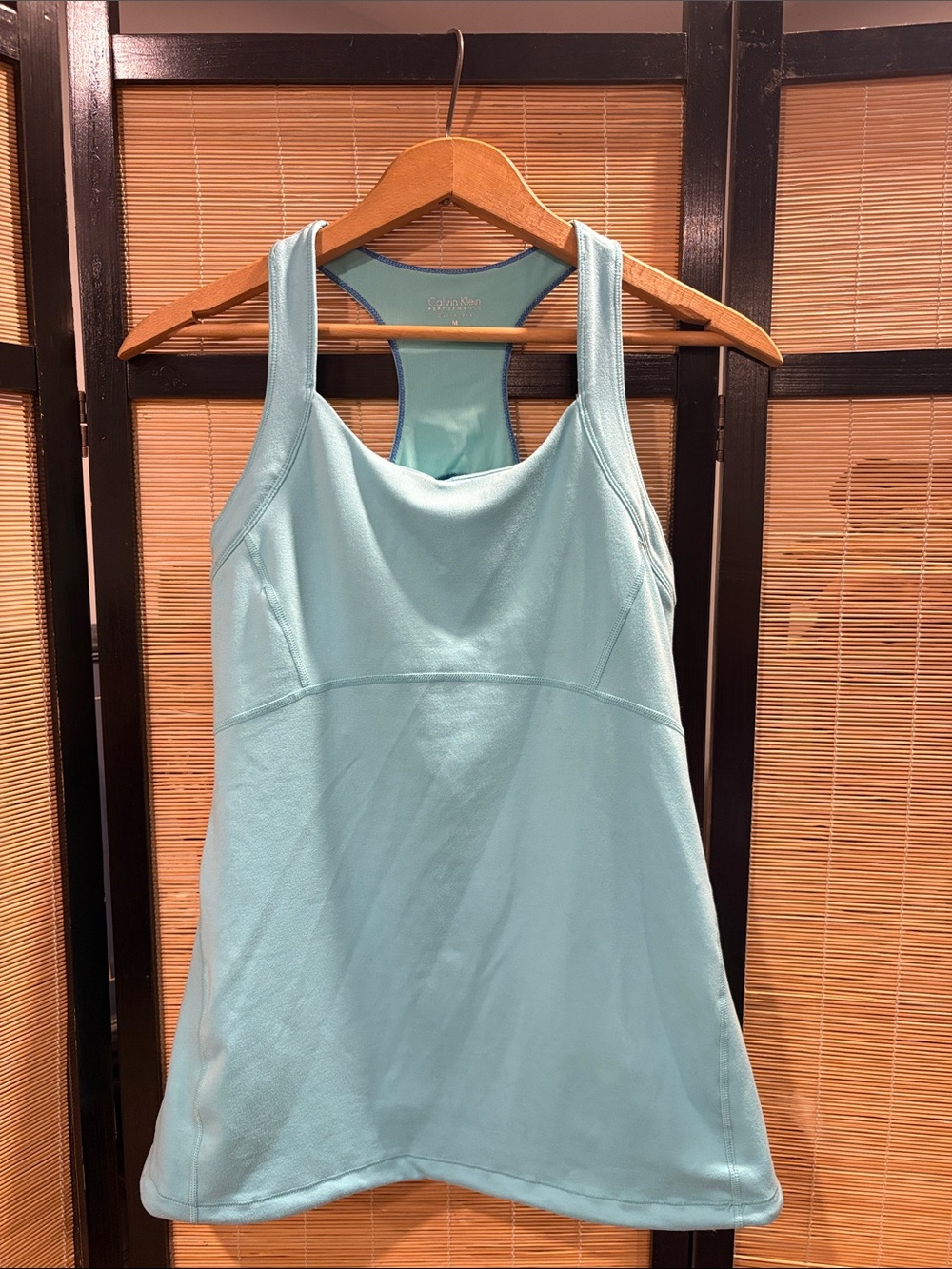 Calvin Klein Aqua Sports Racerback Tank with Navy Trim